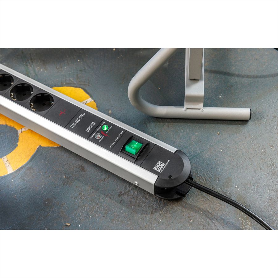 BACHMANN PRIMO socket strip 6x earthing contact, full device protection switch, 1.75 m