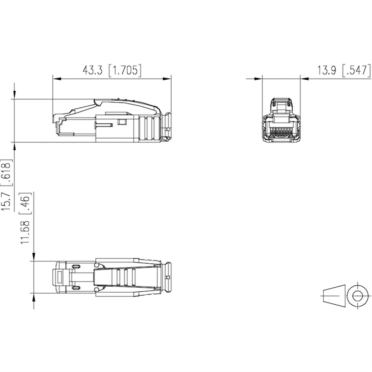 METZ CONNECT E-DAT Industrie IP20 RJ45 Stekker zwart, met doorvoertule zwart