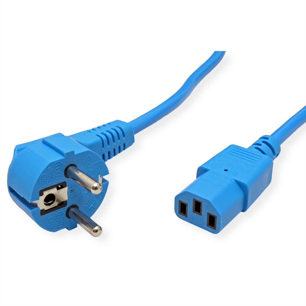 ROLINE Power Cable, straight IEC Connector, blue, 1.8 m
