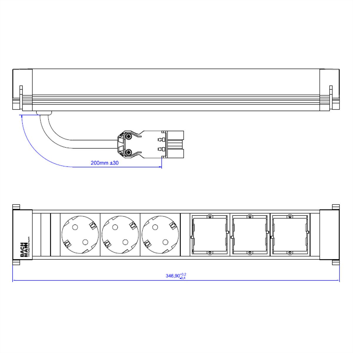 BACHMANN POWER FRAME Large 3x earthing contact 3x ABD