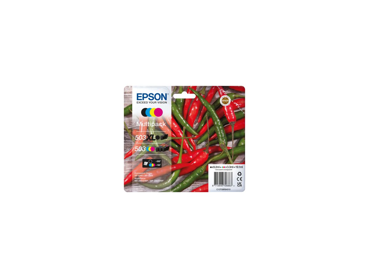 Epson 503 XL inktcartridge 4 stuk(s) Origineel Hoog (XL) rendement Zwart, Cyaan, Magenta, Geel