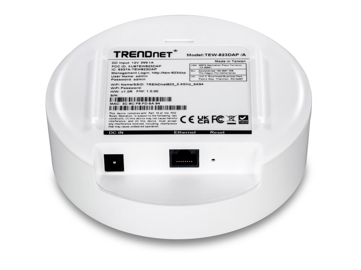 TRENDnet TEW-823DAP Access Point, Draadloze AC1300 Dual Band PoE voor binnen