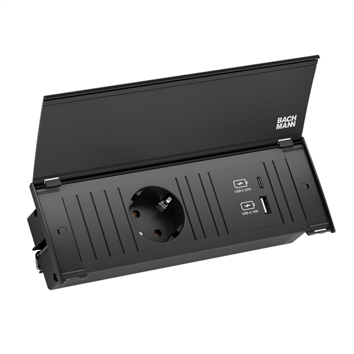 BACHMANN SET KAPSA S 1xCEE7/3 1xUSB A&C 22W 1xcover RAL9005