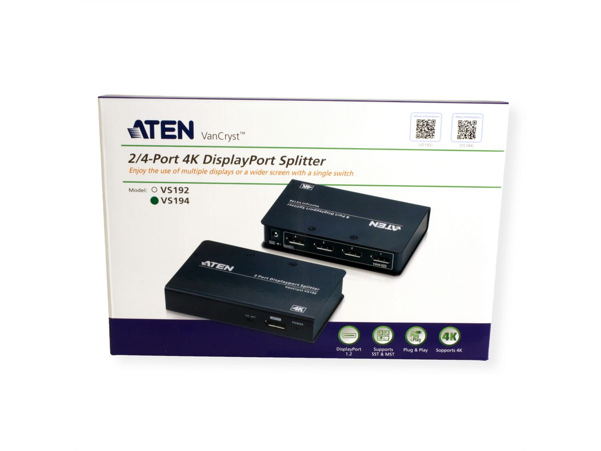 ATEN VS194 4-Poorts 4K DisplayPort Splitter