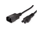 VALUE Power Cable IEC320/C14 Male - C5 Female, black, 1.8 m