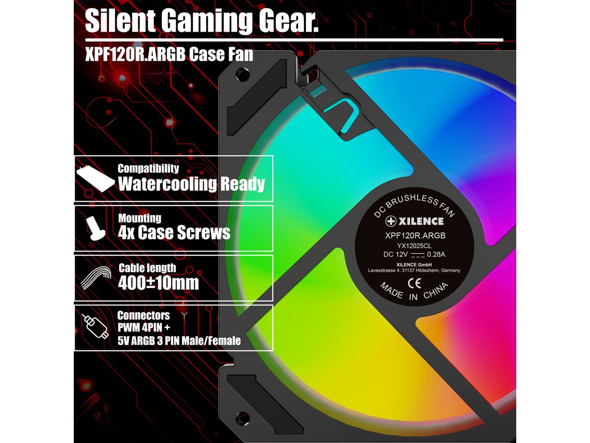 XILENCE Performance A+ REVERSE XF065, 120mm ARGB LED Lüfter schwarz