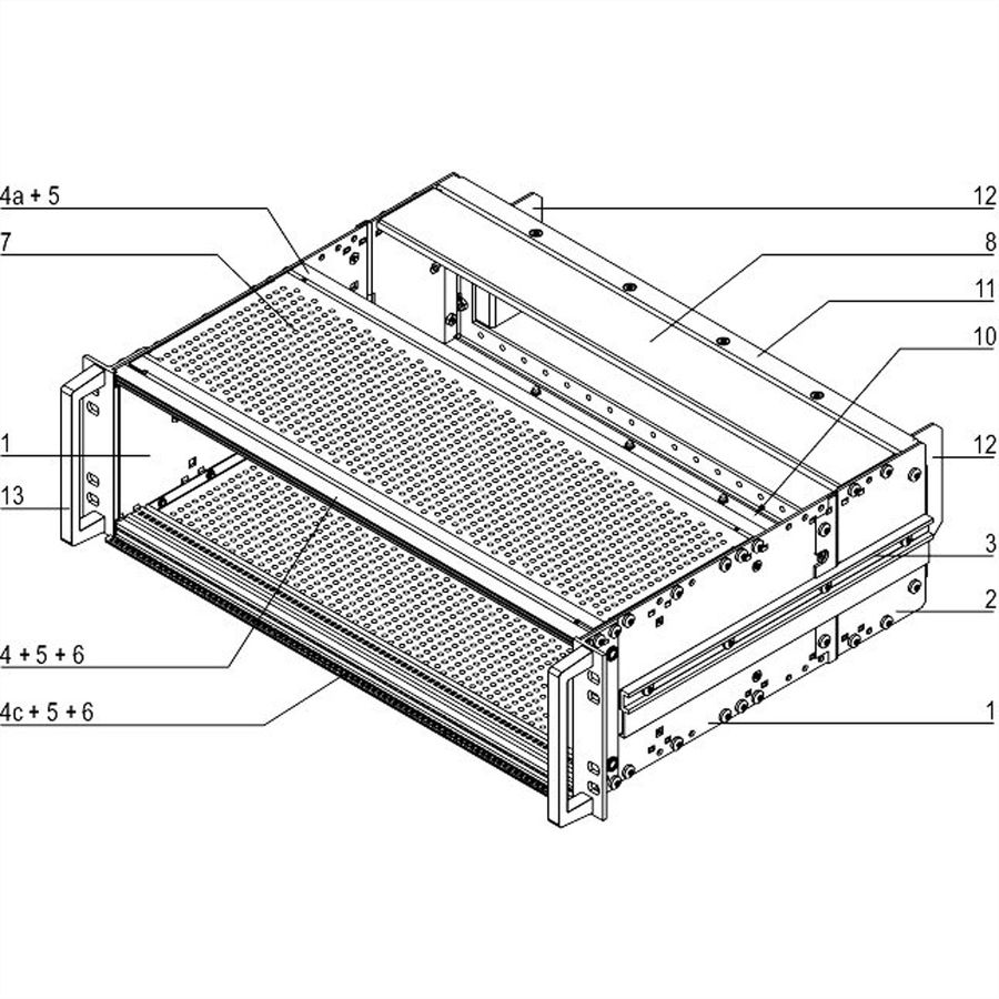 SCHROFF EuropacPRO 19" moduledrager voor rail, afgeschermd, SNCF, CompactPCI, 3 HE, 84 PK, 320 mm