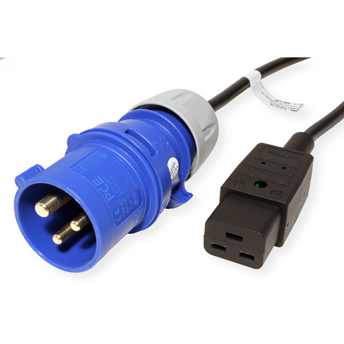 BACHMANN cable plug IEC60309-blue - coupling C19, 3m 16A, black, 3 m