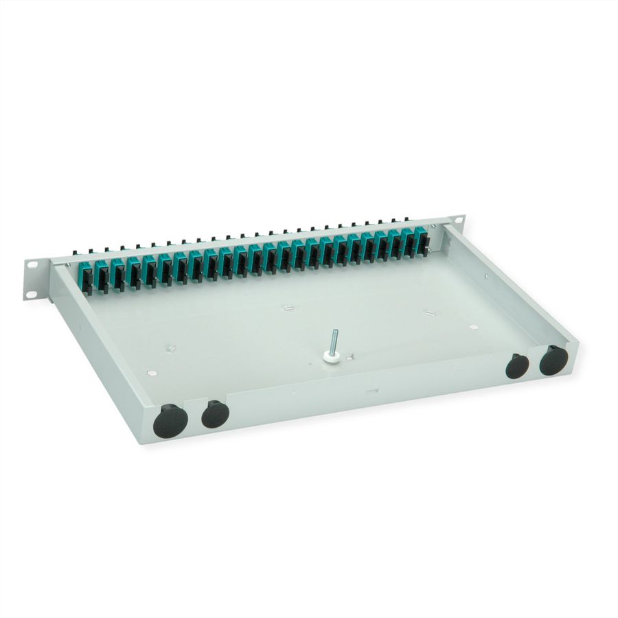 TELEGÄRTNER BASIS eco LWL-Panel mit Kupplungen, 24x SC Duplex, türkis, OM3