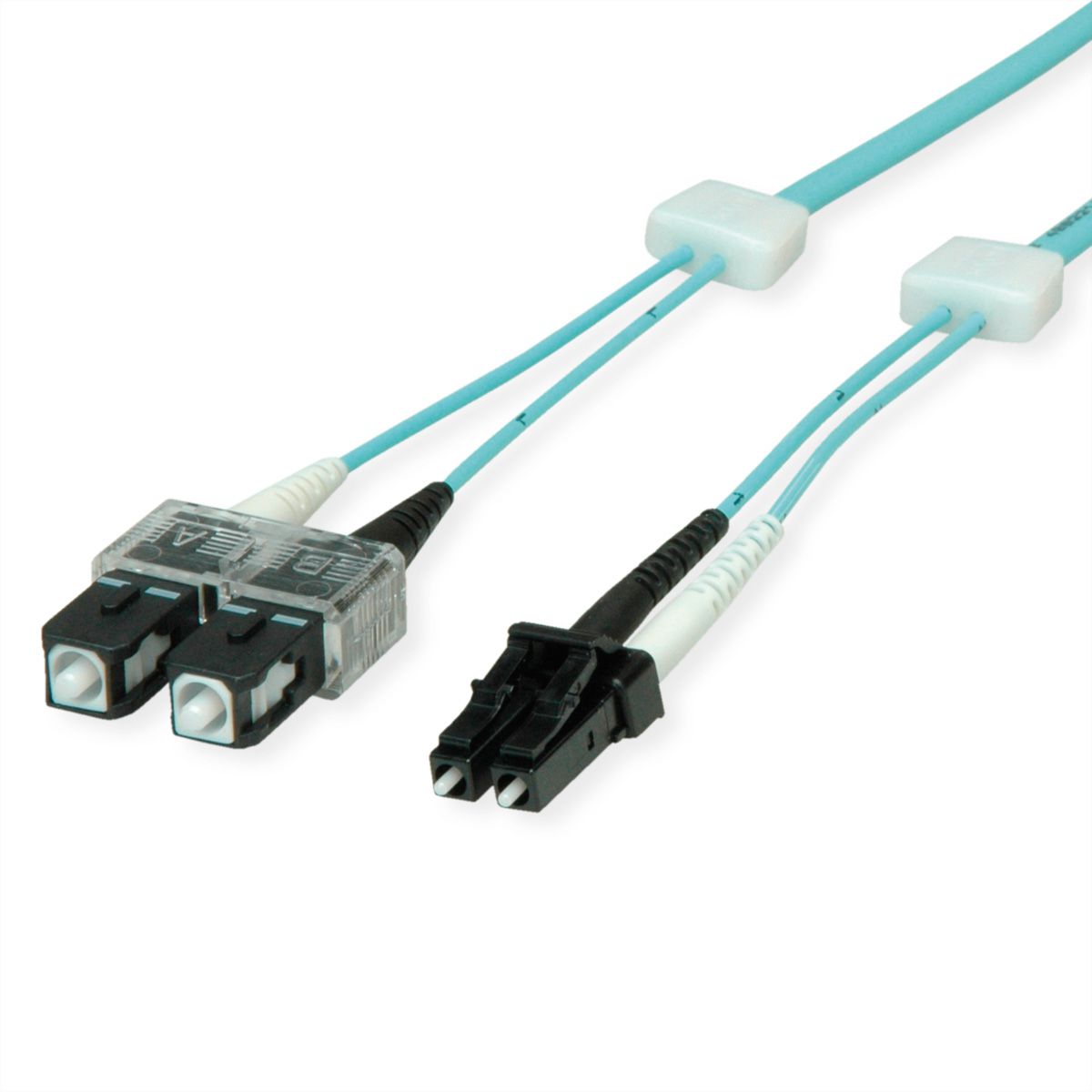 EasyLan Patch cables LED-Duplex 50/125µm OM3, LC/SC, turquoise, 1 m