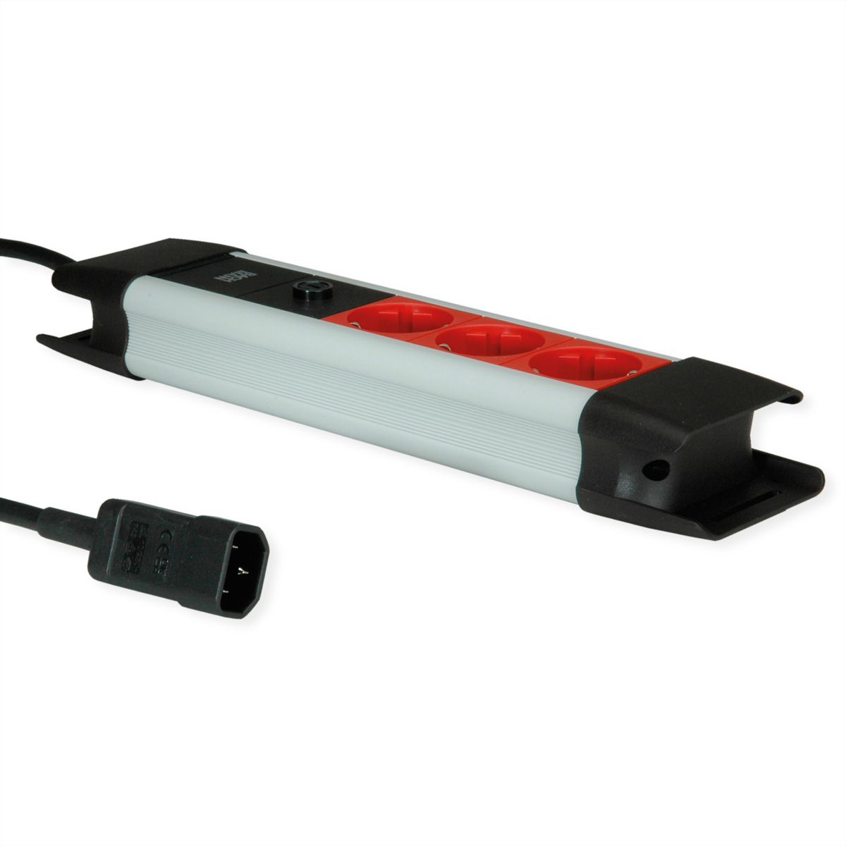 BACHMANN CONNECTUS 3xCEE7/3, 10A  C14-Stecker, rot, 2 m