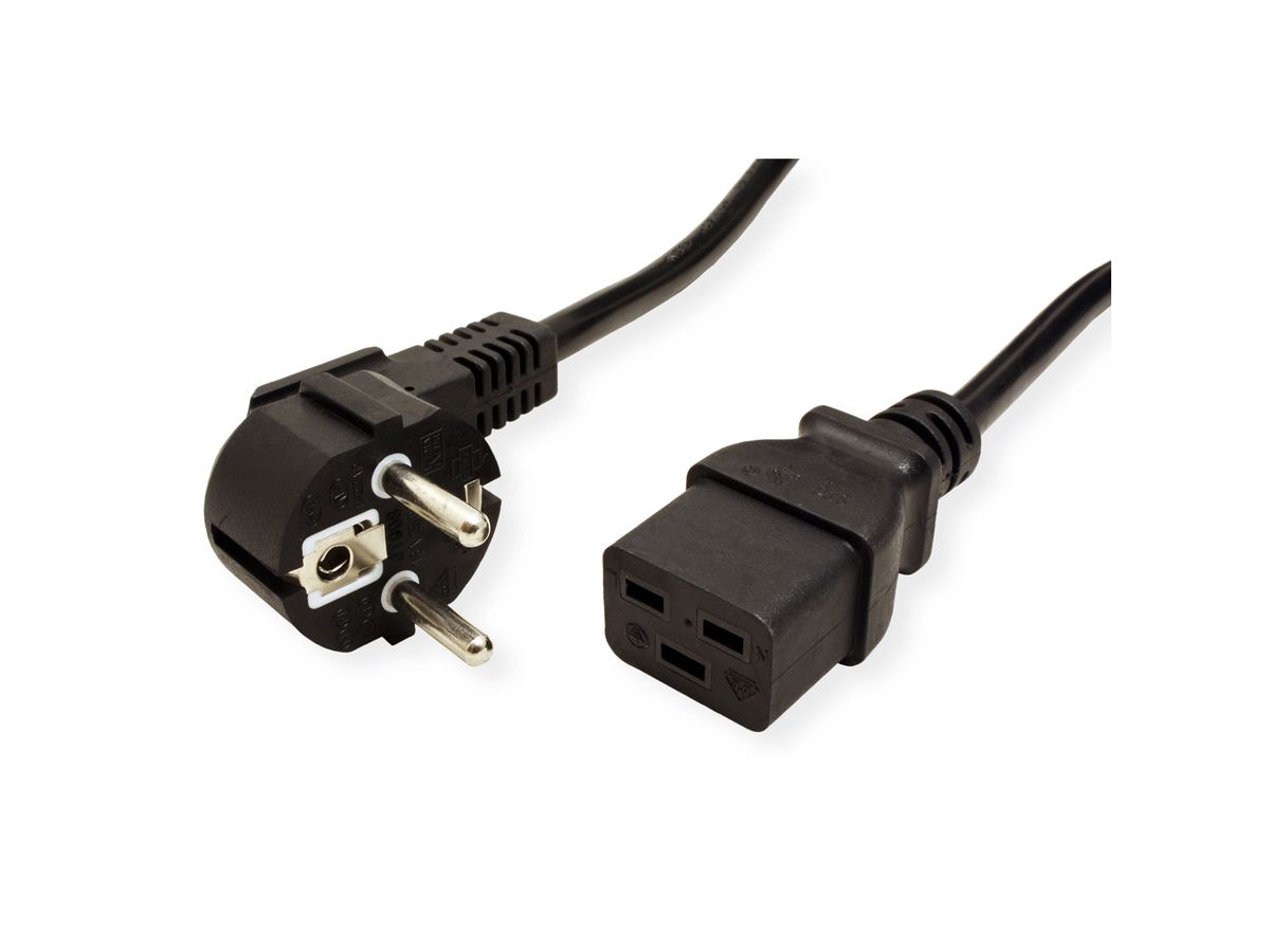 VALUE Power Cord Schuko, IEC320 - C19 16A, black, 3 m