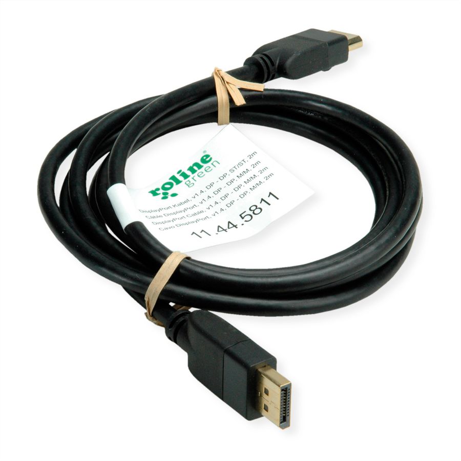 ROLINE GREEN DisplayPort-kabel, v1.4, DP M - M, zwart, 2 m