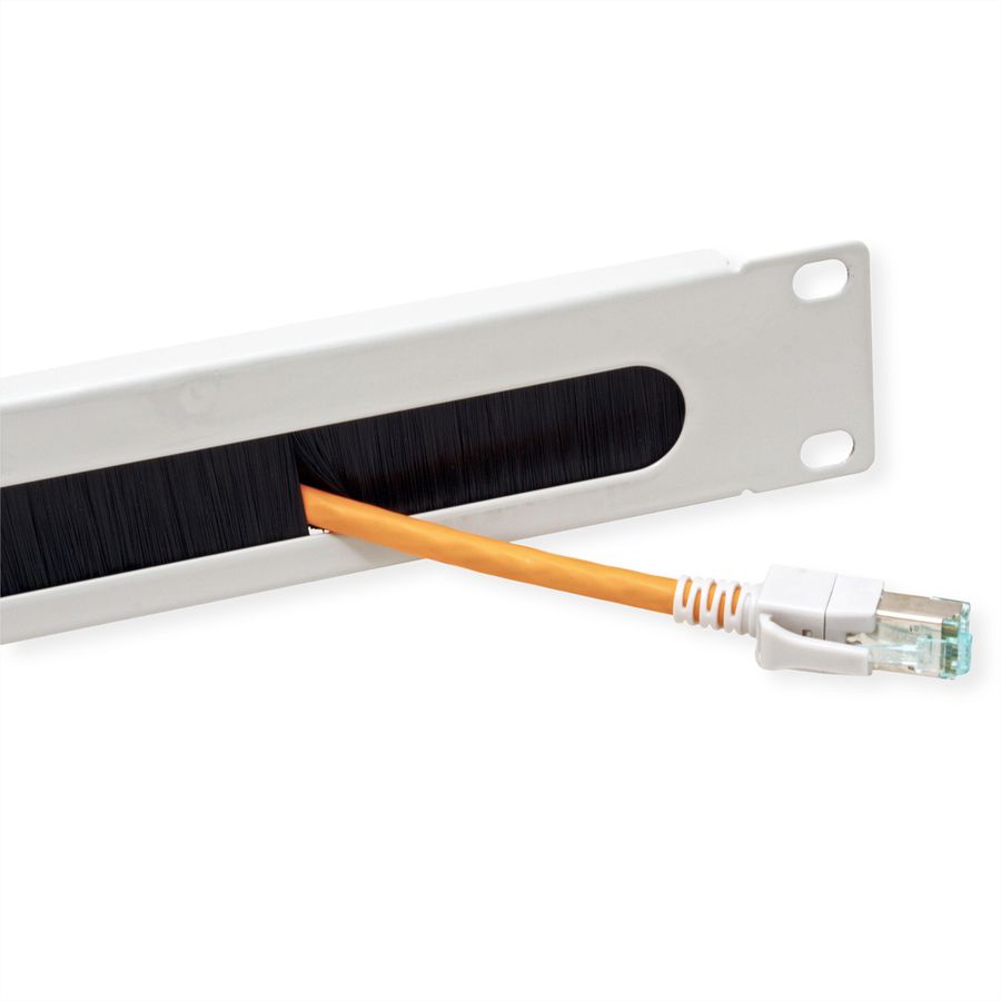 VALUE 19"-Kabel doorvoerstrook 1 HE met borstel, grijs