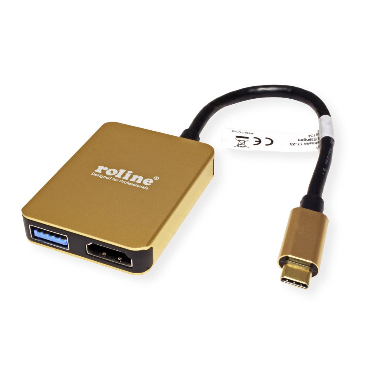 ROLINE GOLD USB-C Docking Station, HDMI 4K, 2x USB 3.2 Gen 1, 1x PD