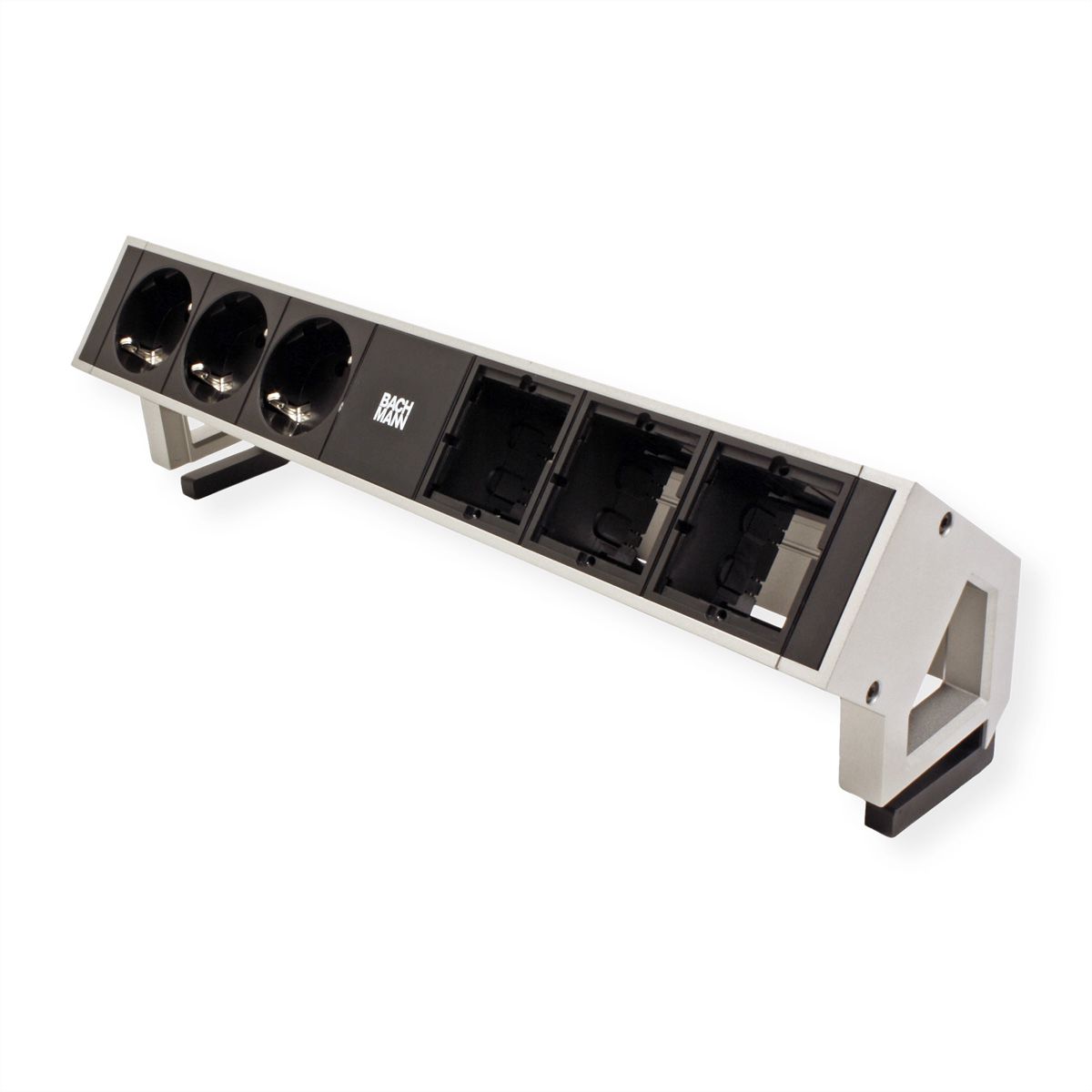 BACHMANN DESK2 3x geaard stopcontact 3x ABD GST18 Inox