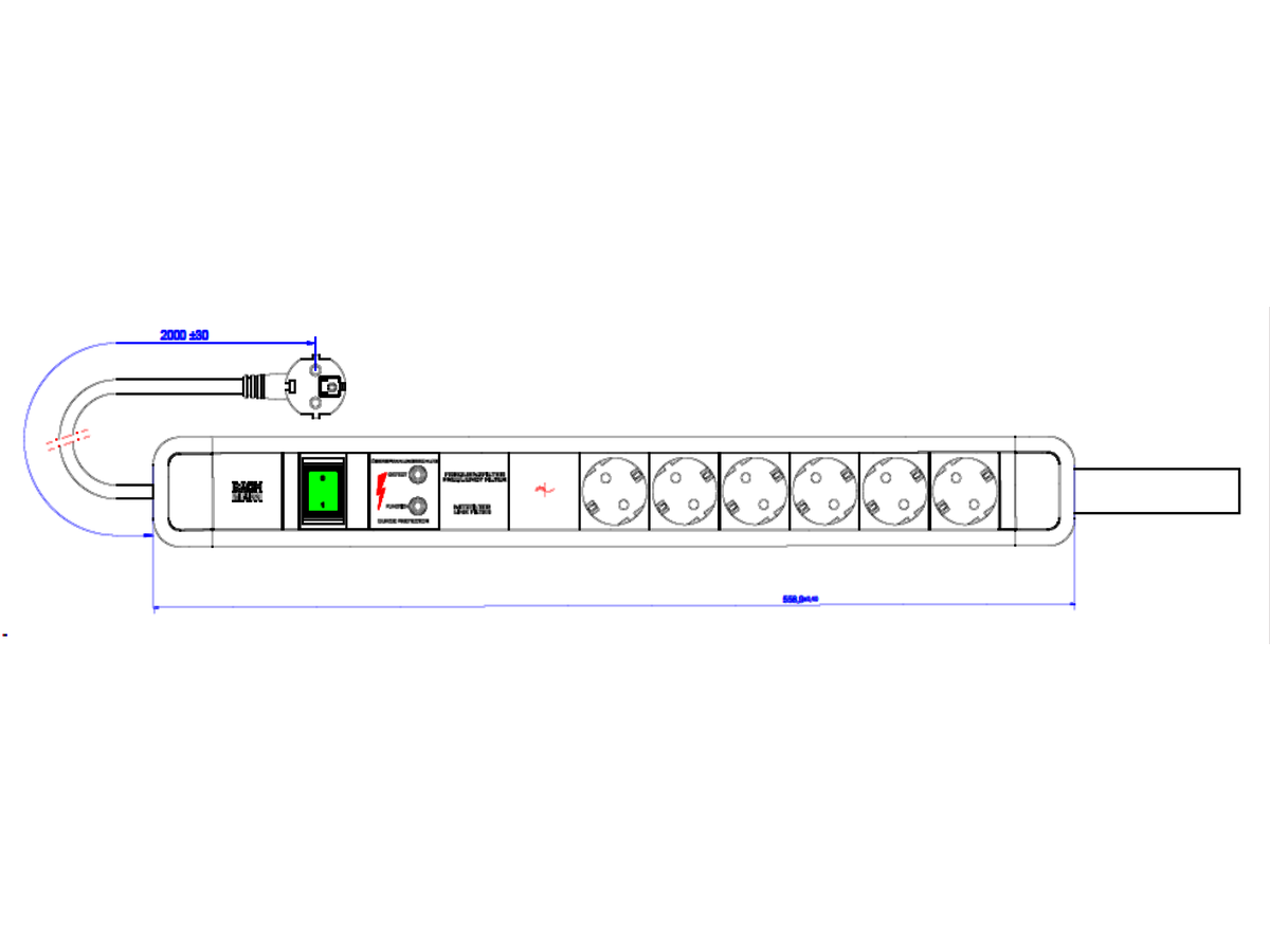 BACHMANN PRIMO 2 6xCEE7/3 1xGVS 1xswitch with loop