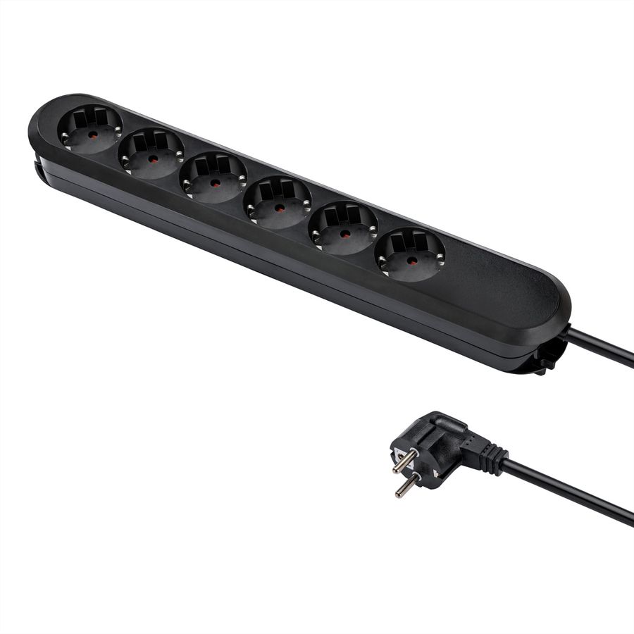 BACHMANN SMART multiple socket outlet 6x earthing contact, black, 3 m