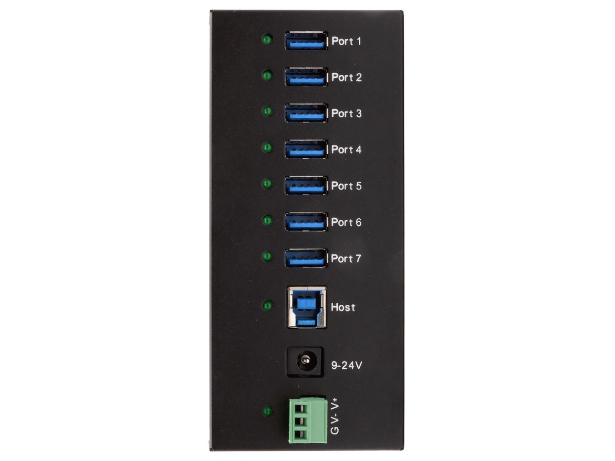 EXSYS EX-11247HMS 7 Port USB 3.2 Gen 1 HUB Din-Rail Kit und Wand VIA VL813 Chipset