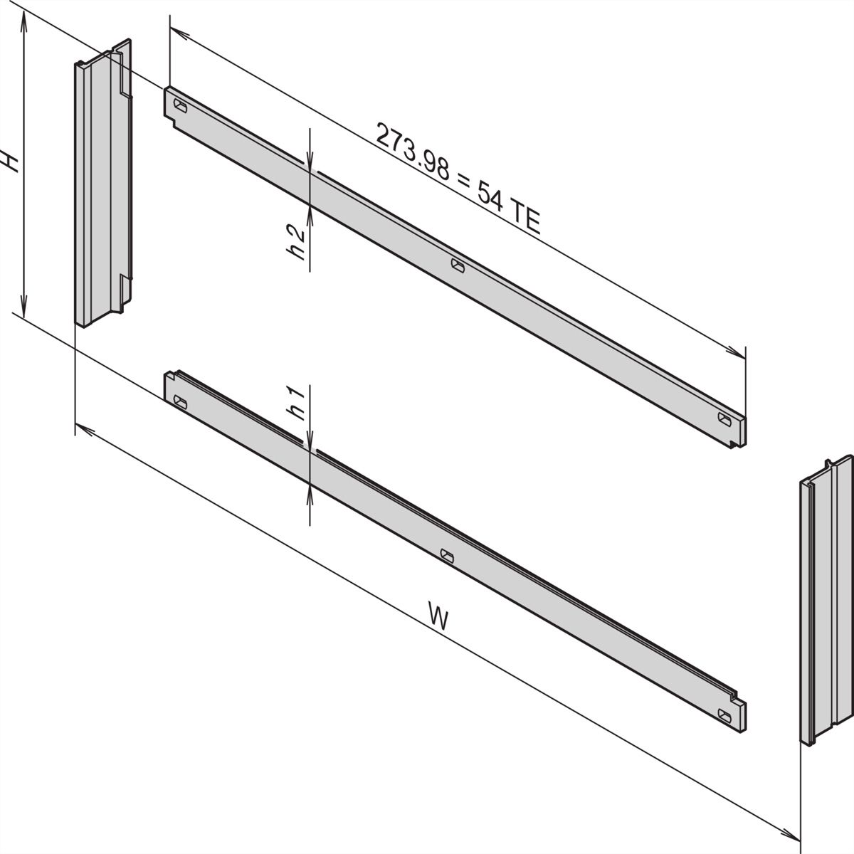 SCHROFF Frontframe voor EMC-afscherming voor horizontale bordenmontage, 4 HE, 28 HE