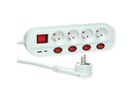 ROLINE 4-fach Steckdosenleiste mit Schalter, UTE Version, USB-Charger A+C, 3 m
