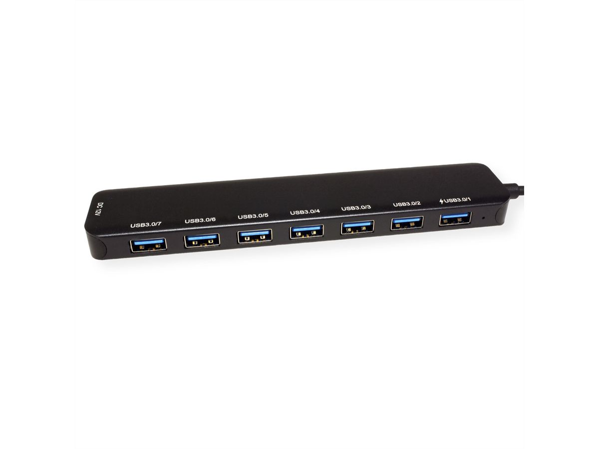 VALUE USB 3.2 Gen 1 Hub, 7 Ports, Type C connection cable, with Power Supply