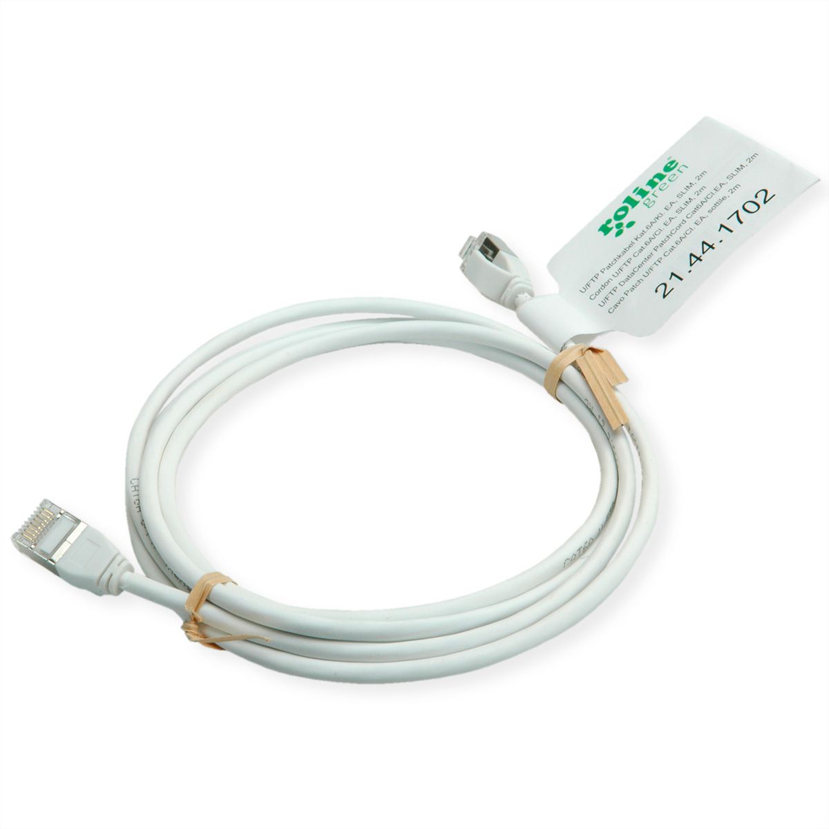 ROLINE GREEN F/UTP DataCenter Patchkabel Cat.6A (Class EA), LSOH, extra dun, wit, 0,15 m