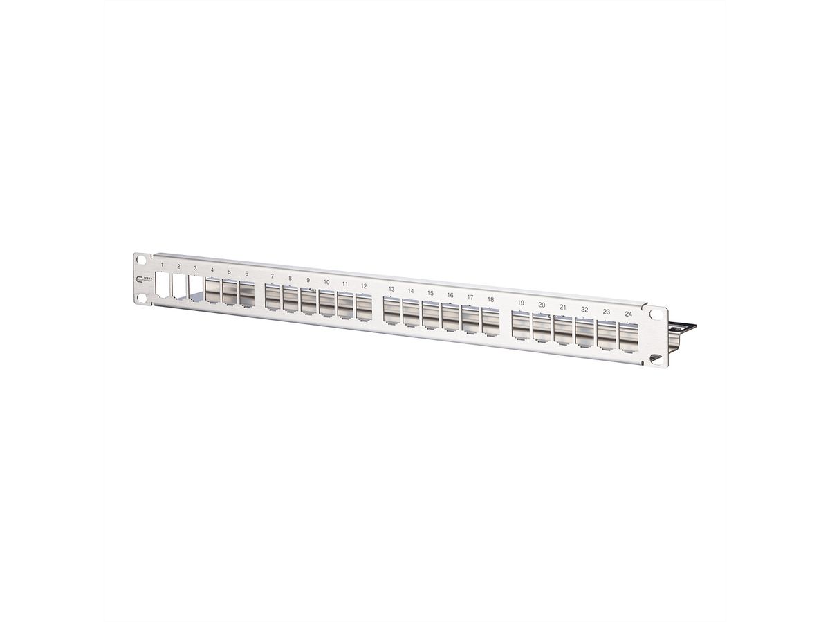 METZ CONNECT Modul 19 inch module frame 1RU, 24 port stainless steel unequipped