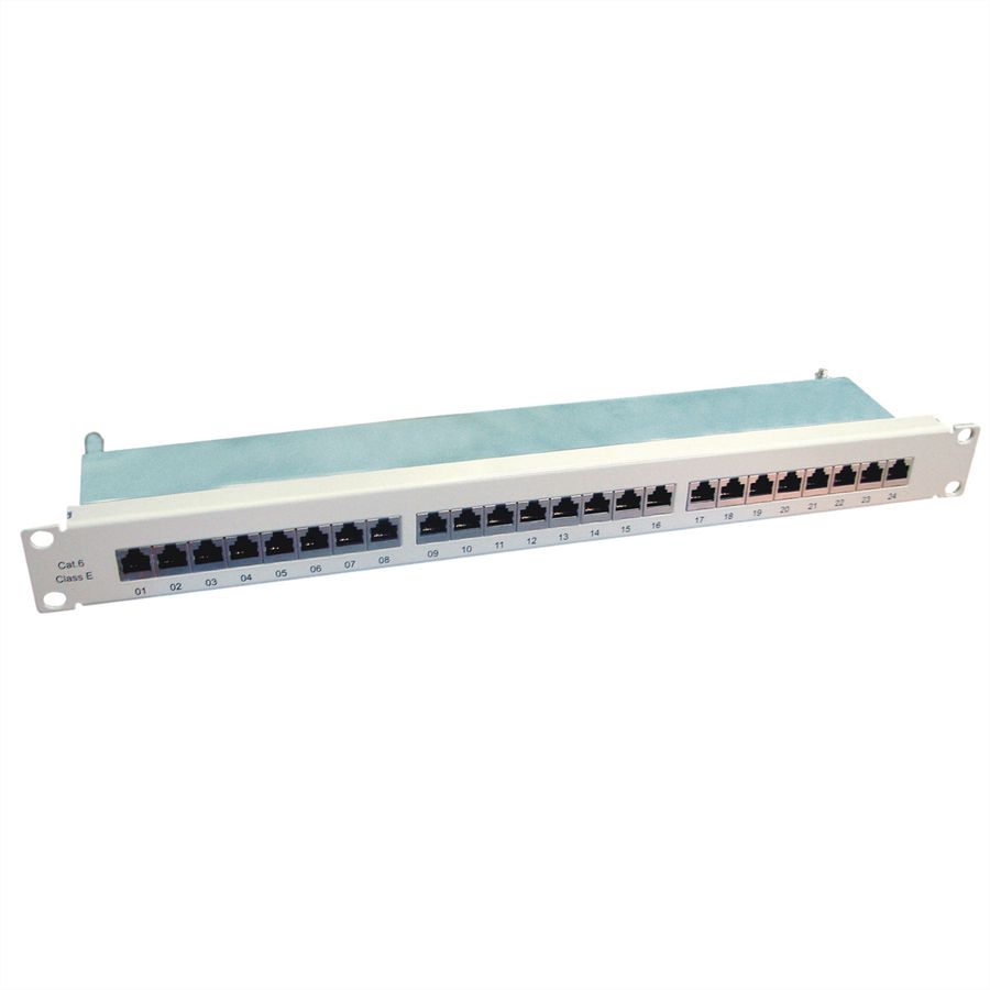 VALUE Cat.6 (Class E) 19" Patchpaneel, 24 P, afgeschermd, grijs