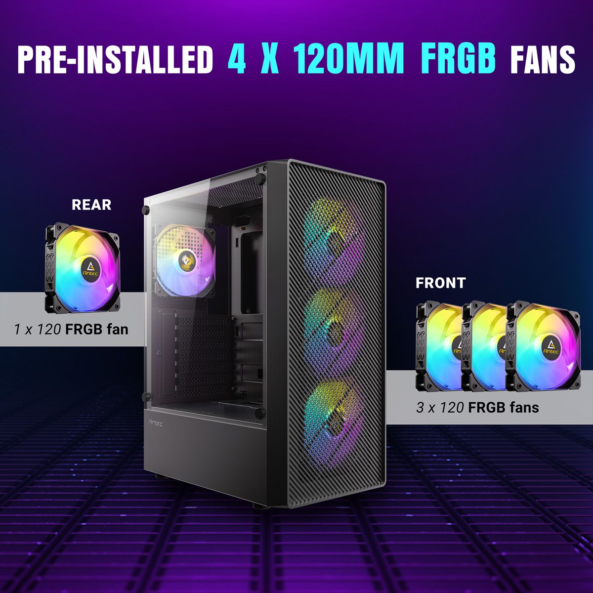 ANTEC AX26 RGB Elite PC case Midi Tower Gaming ATX, black