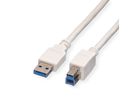 VALUE USB 3.2 Gen 1 kabel, type A-B, wit, 0,8 m