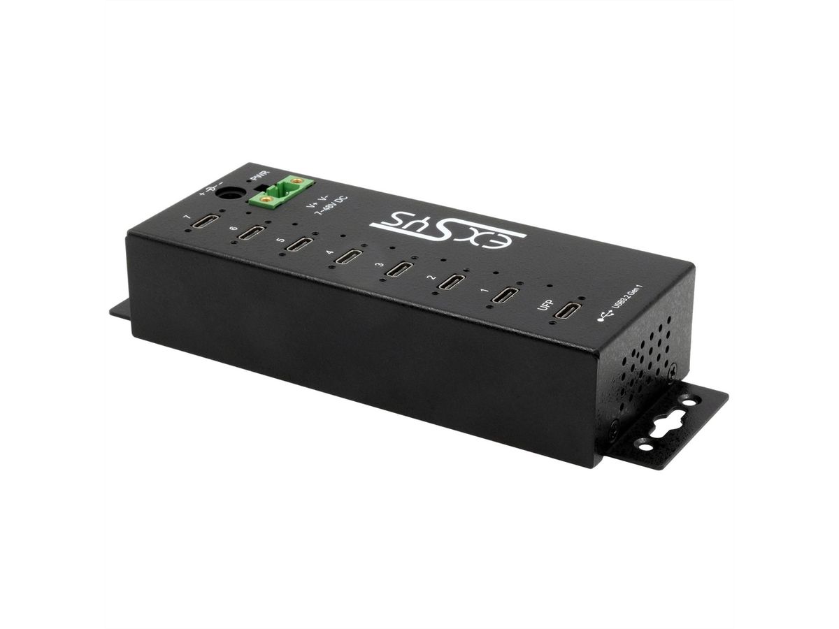EXSYS EX-1537HMVS Managed 7-Port USB-C 3.2 Gen 1 Metall HUB mit 15KV EDS Überspannungsschutz