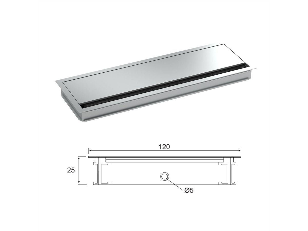 BACHMANN LOOP SQUARE cable bushing, 360mm, Aluminium