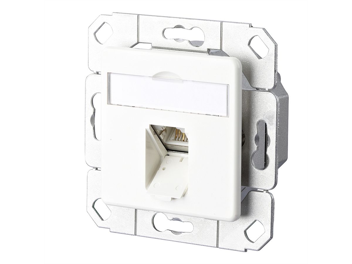 METZ CONNECT E-DAT C6A 1 port flush mounted trunking installation, pure white