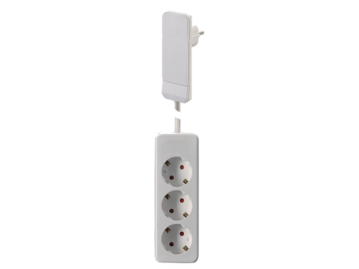 BACHMANN Flat Plug CEE7/7 white, 1.6m 3xCEE7/3