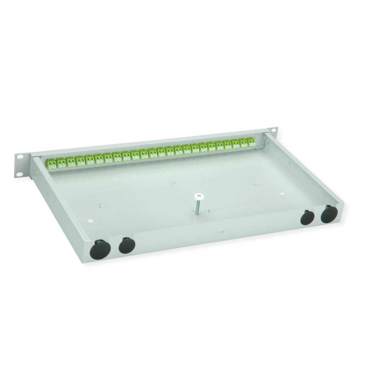 TELEGÄRTNER BASIS eco LWL-Panel mit Kupplungen, 24x LC Duplex, lindgrün, OM5