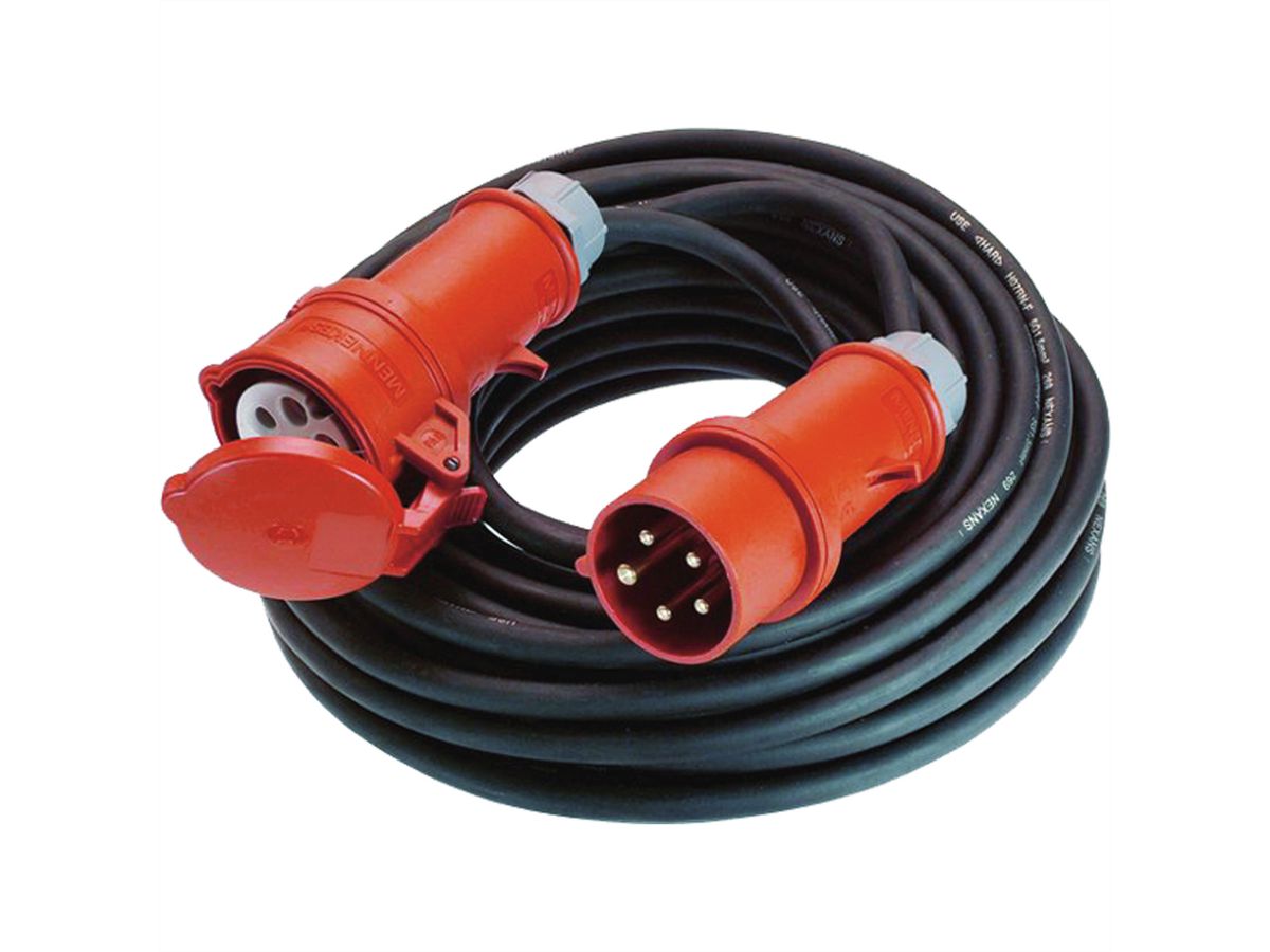 BACHMANN Verlengsnoer 5G6mm² zwart, 10m, H07RN-F CEE 16A rood 400V , 10 m