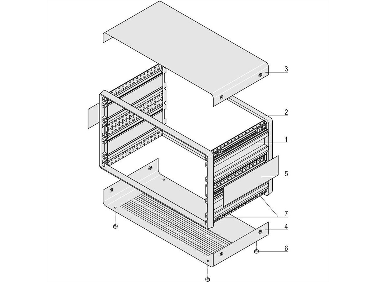 SCHROFF CompacPRO Desktop, niet-afgeschermde 6 HE, 84 HE, 331 mm