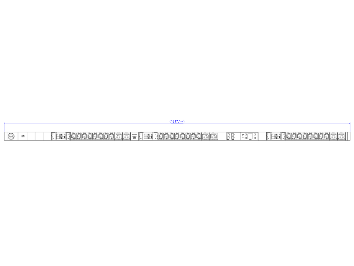 BACHMANN BN3000 Slave RCM 24xC13 6xC19, Meting per fase3H05VV-F 5G4 CEE 3x32A Lan