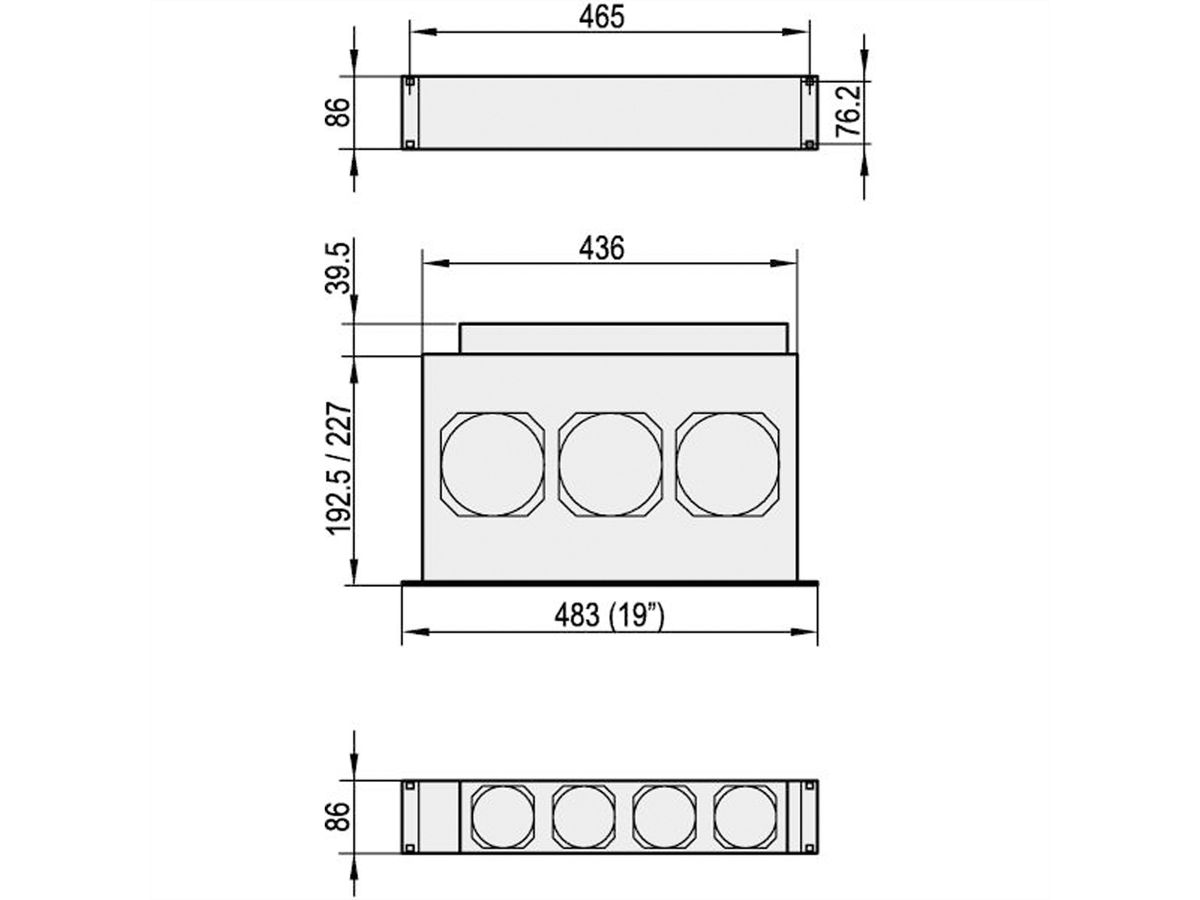 SCHROFF Ventilatoreenheid met behuizing voor 19" Duwventilator, 2 HE, axiaal, 230 VAC
