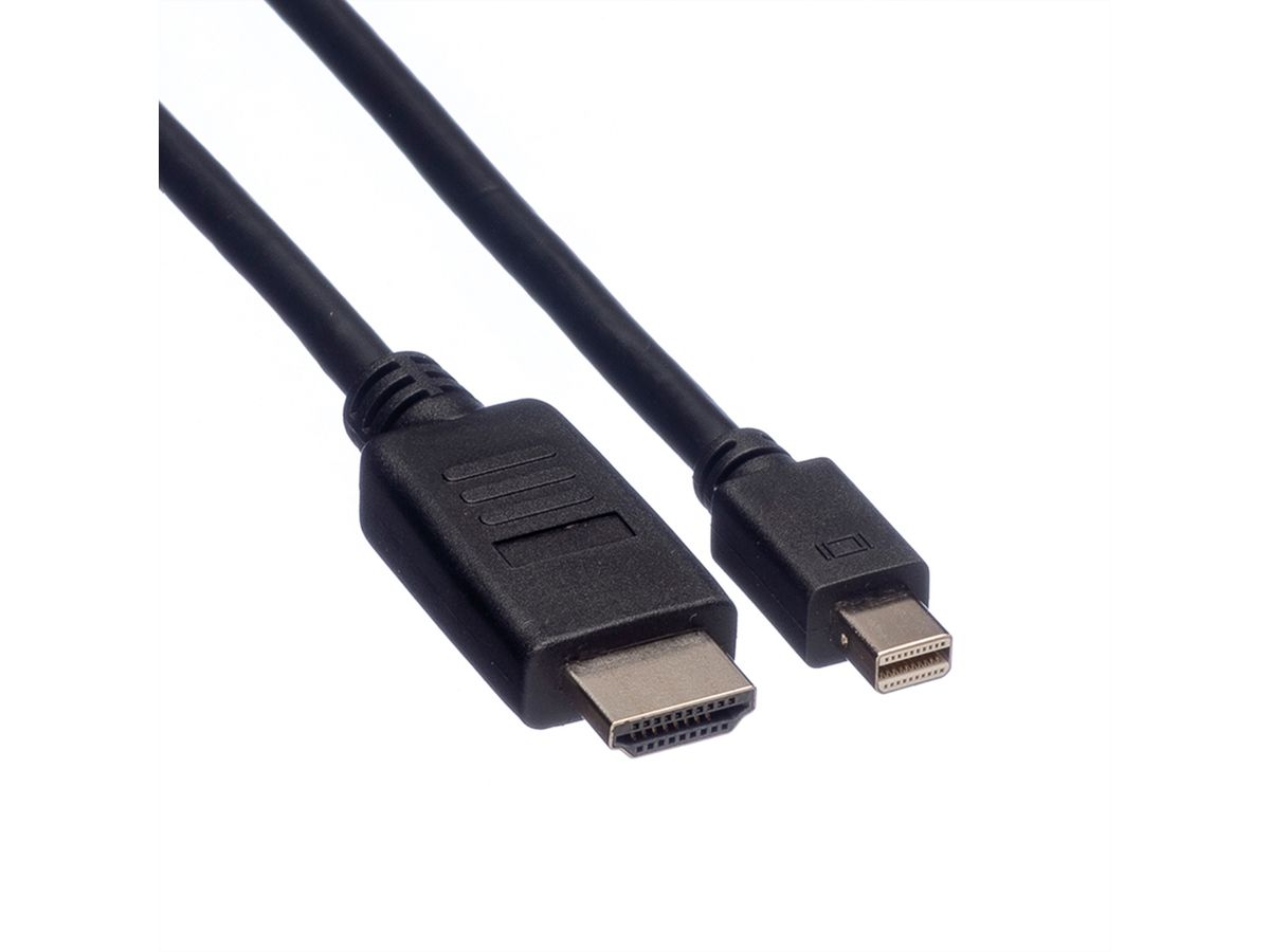 ROLINE Mini DisplayPort Kabel, Mini DP - HDMI, M/M, zwart, 2 m