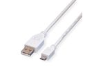 VALUE USB 2.0 Kabel, USB A Male - Micro USB B Male, wit, 3 m