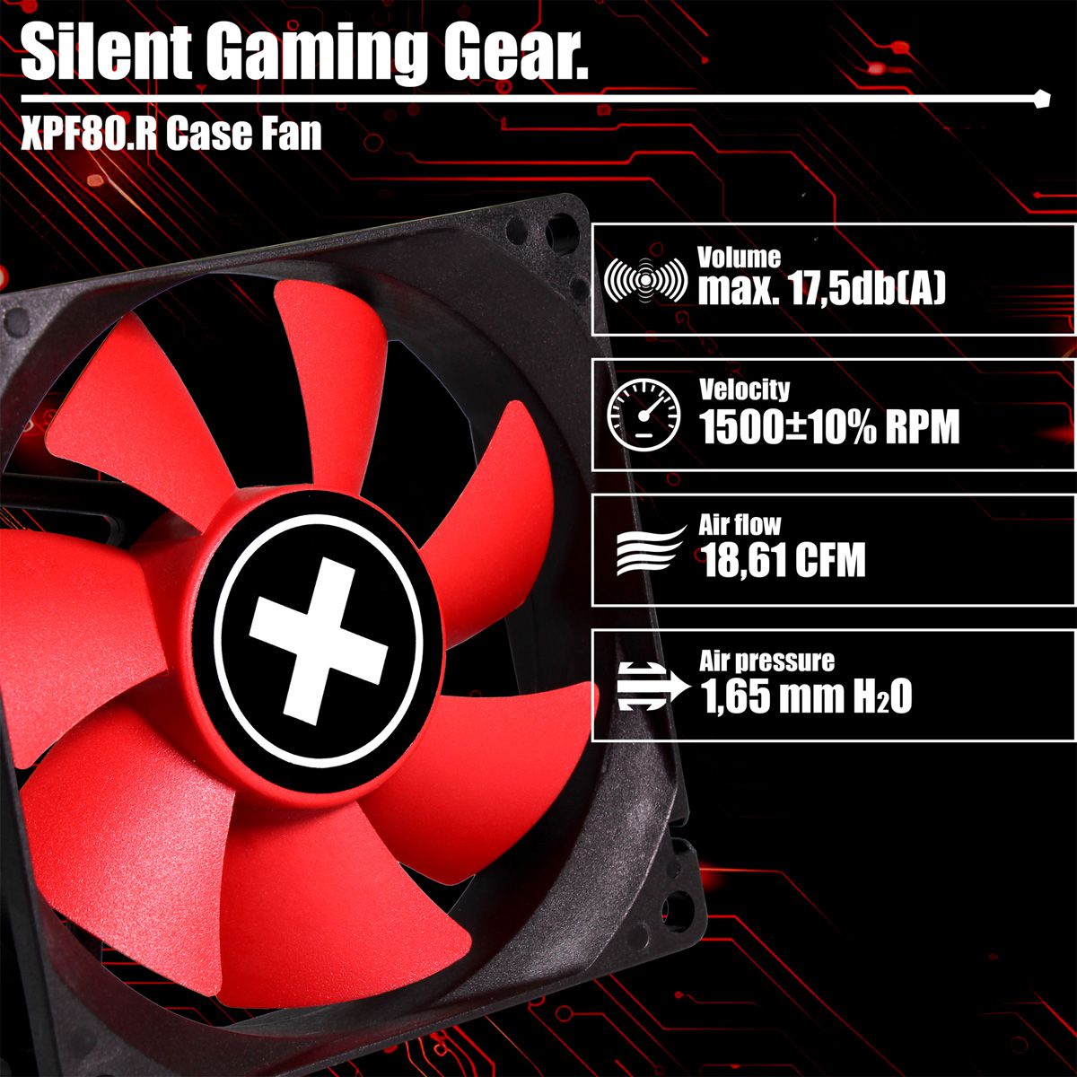 Xilence XPF80.R 80mm Performance Ventilator voor pc-behuizing, 3PIN