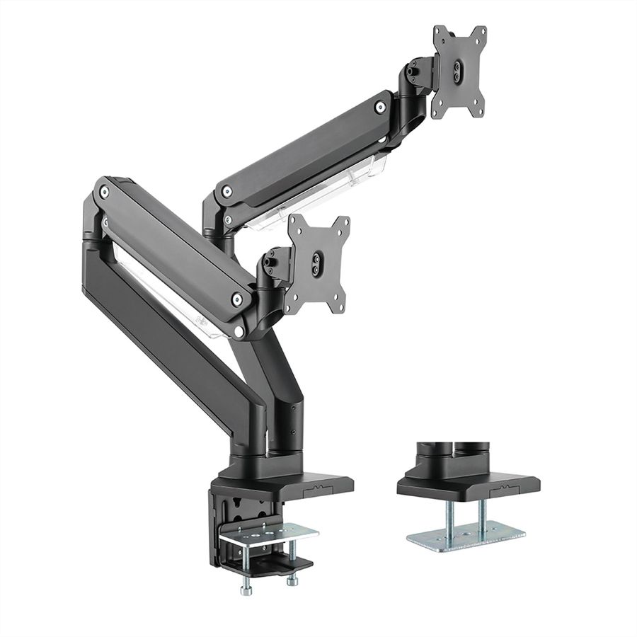 ROLINE Dual LCD Monitor Stand Pneumatic, Desk Clamp, Pivot, 5 Joints, max. 15 kg, up to 35"