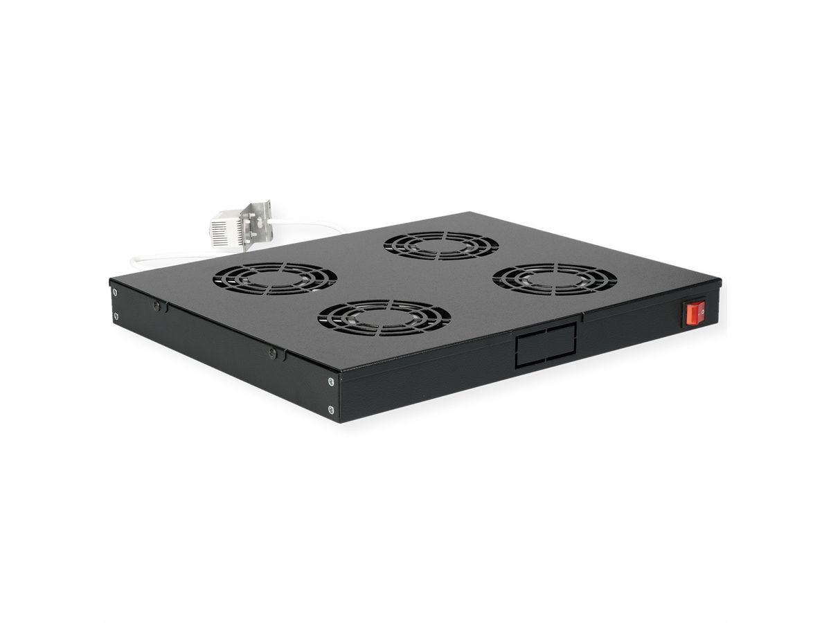 ROLINE 19-inch ventilatorunit 4 ventilatoren, Thermostaat zwart