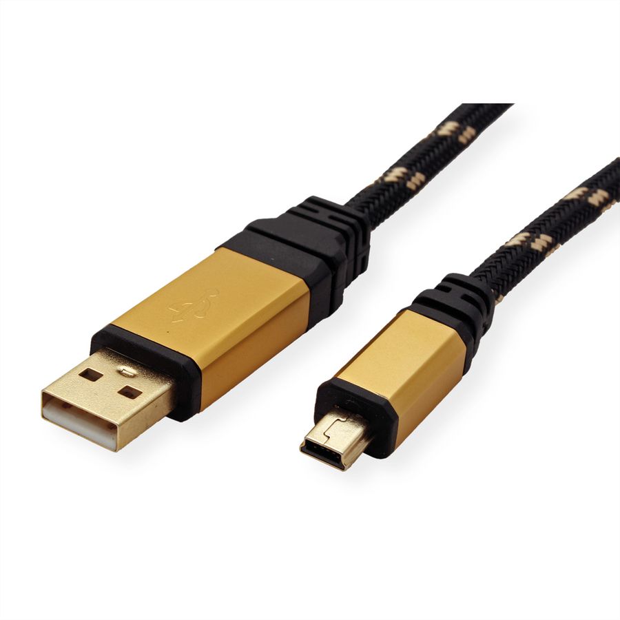 ROLINE GOLD USB 2.0 Cable, A - 5-Pin Mini, M/M, 0.8 m