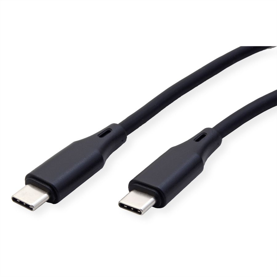ROLINE USB 2.0 Cable, C–C, M/M, 60W, silicone, black, 1 m
