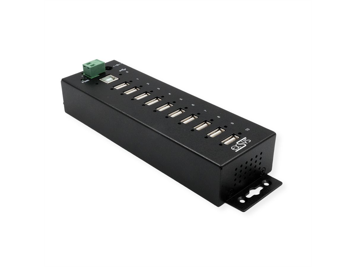 XSYS EX-1170HMVS 10-poorts USB 2.0 metalen HUB, 15KV Overspanningsbeveiliging