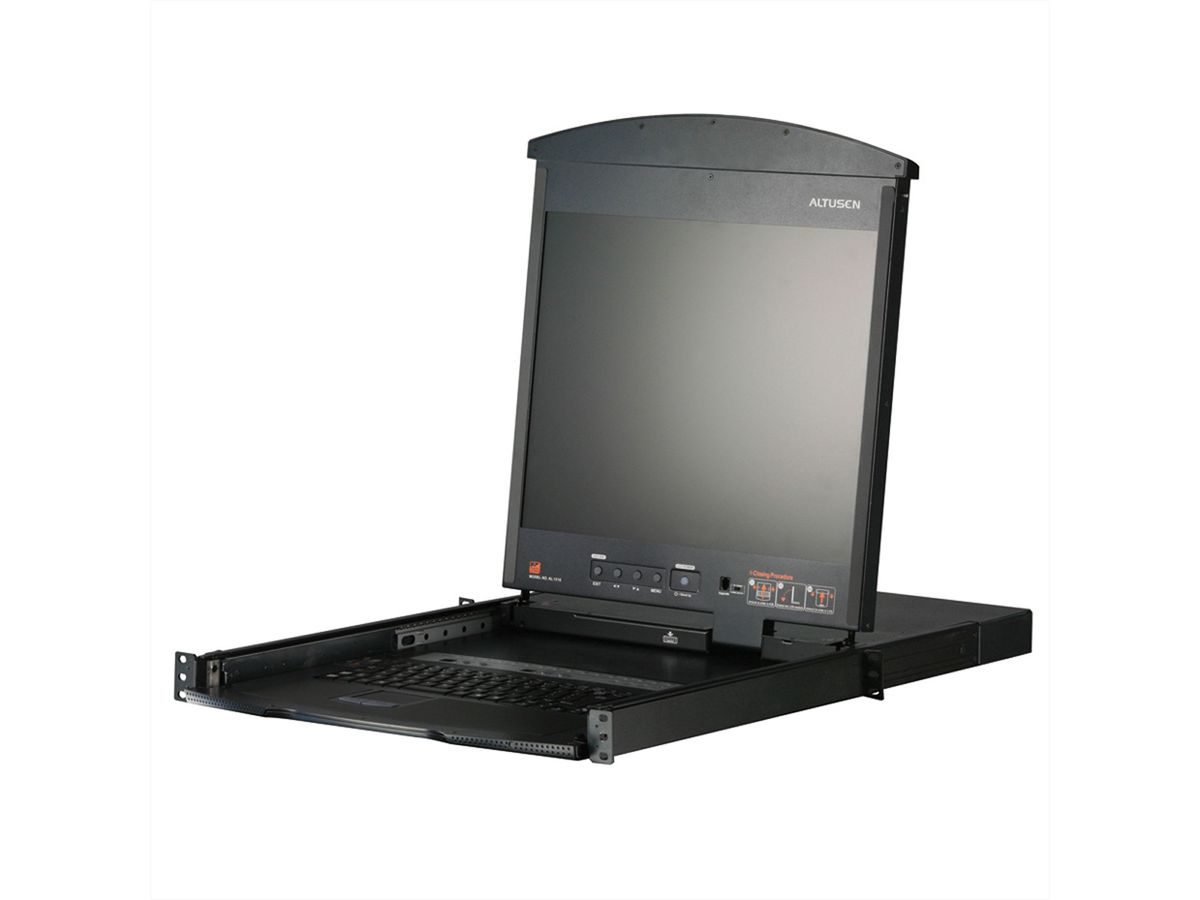 ATEN KL1508AN KVM-Switch, 48cm TFT, VGA, PS/2-USB over Kat 5, 8-Poorts, Duitse toetsenbord indeling