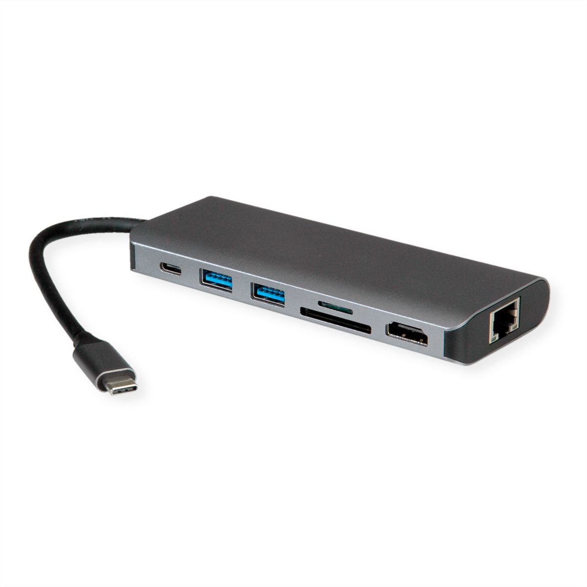 ROLINE dockingstation USB Type C, 8K30 HDMI, 2x USB3.2 Gen1 (A), 1x PD, 1x LAN, SD/MicroSD